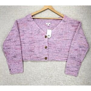 BP Sweater Womens Size L Pink Space Dye‎ Crop Cardigan NWT Button Front Knit